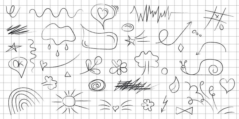 hand drawn collection sketch, emphasis, shape set