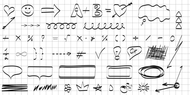 hand drawn collection sketch, emphasis, shape set