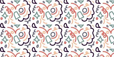 Fun colorful line doodle seamless pattern. Creative minimalist style art background for children or trendy design with basic shapes. Simple party confetti texture, childish scribble shape backdrop vector