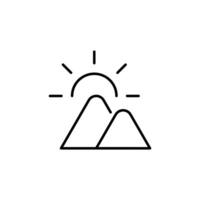 Mountain Simple Outline Symbol for Web Sites. Suitable for books, stores, shops. Editable stroke in minimalistic outline style. Symbol for design vector