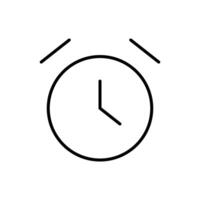 Alarm Clock Vector Line Icon for Adverts. Suitable for books, stores, shops. Editable stroke in minimalistic outline style. Symbol for design