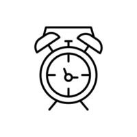 Alarm Clock Vector Symbol for Advertisement. Suitable for books, stores, shops. Editable stroke in minimalistic outline style. Symbol for design