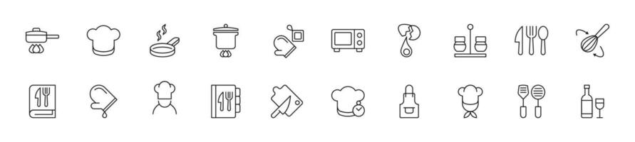 Collection of thin line icons of chef vector