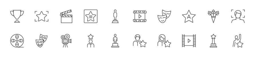 Collection of thin line icons of actor. Linear sign and editable stroke. Suitable for web sites, books, articles vector