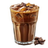 AI generated Iced chocolate in a glass isolated on transparent background png