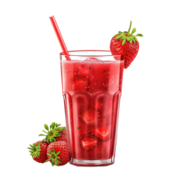 AI generated Strawberry smoothie isolated on transparent  background png