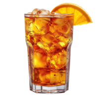 AI generated Cuba libre cocktail with ice cubes and lemon slice isolated on transparent background png