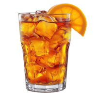 AI generated Cuba libre cocktail with ice cubes and lemon slice isolated on transparent background png