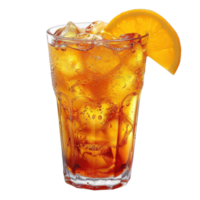 AI generated Cuba libre cocktail with ice cubes and lemon slice isolated on transparent background png