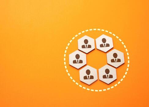 Fully assembled team. Cooperation and collaboration, teamwork. Fostering a dynamic environment where ideas can flourish and tasks can be accomplished efficiently. Productivity and innovation photo