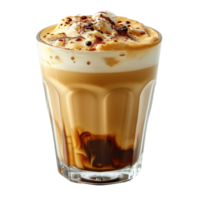 AI generated Iced cappuccino in glass isolated on transparent background png