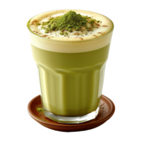 AI generated Matcha latte in a glass isolated on transparent background png