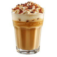 AI generated Iced cappuccino in a glass isolated on transparent background png