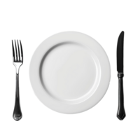 AI generated Empty plate, knife and fork isolated on transparent background png