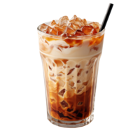 AI generated Iced coffee with milk in a glass isolated on transparent background png