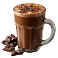 ai generado caliente chocolate en un vaso aislado en transparente antecedentes png