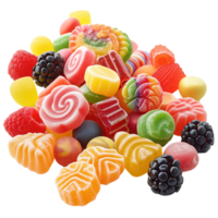 AI generated Assorted colorful candies isolated on transparent background png