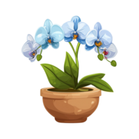 AI generated orchids flower illustration in pots on transparent background png