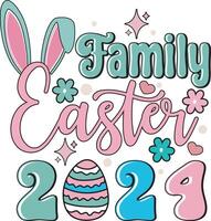 Family Easter 2024 Easter Bunny Retro Family T shirt Design vector
