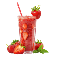 AI generated Strawberry smoothie isolated on transparent  background png