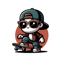 AI generated character, cartoon, illustration, playing skateboard, cool, focus, design, transparent background. png