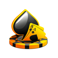 Golden-black icon for the casino. Illustration Poker Cards, Spade Symbol, and Chip Games. png