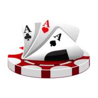 Casino icon. Illustration Poker Cards And red Chip Games. png