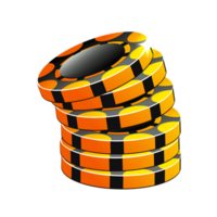 Stack of golden-black casino chips. Icon for casino or slots game png