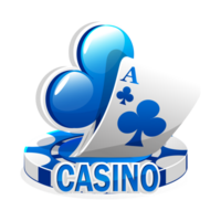 Blue icon for the casino. Illustration Poker Cards, clubs symbol, and Chip Games png