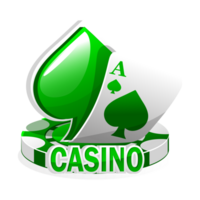 Green icon for the casino. Illustration Poker Cards, Spade Symbol, and Chip Games. png