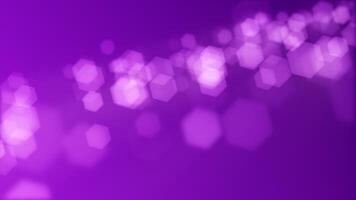 Defocused bokeh lights abstract background. This elegant purple motion background animation with hexagonal lens blur bokeh particles is full HD and a seamless loop. video