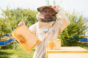 Beekeeper working collect honey. Beekeeping concept. photo