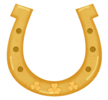 golden horseshoe isolated, symbol of luck png