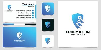 gradient security logo template collection and business cards vector