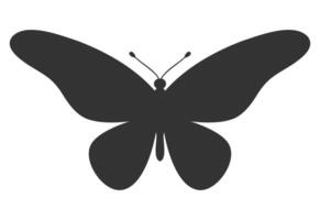 Butterfly black silhouette. Shape of butterfly wings, front view, tattoo template. Simple insect icon, vector illustration