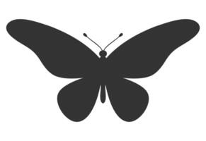 Butterfly black silhouette. Shape of butterfly wings, front view, tattoo template. Simple insect icon, vector illustration