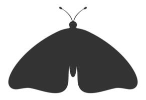 polilla negro silueta. forma de polilla o mariposa alas, frente vista, tatuaje modelo. sencillo insecto icono, vector ilustración