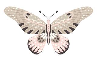 mariposa icono, vector ilustración. alas con geométrico resumen ornamento, frente vista, un símbolo para tatuaje diseño. verano fondo, mosca insecto