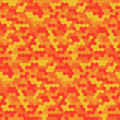 Orange seamless pattern vector hexagons of geometric shapes.