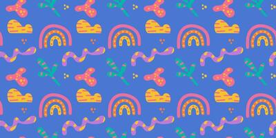 Seamless pattern with abstract shapes and texture. Pattern with hand drawn doodles abstract shapes vector