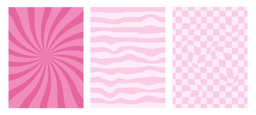Retro pink cowgirl geometric posters set. Trendy retro background with pink geometric elements.