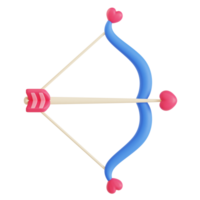 cupido arco 3d ícone. uma arco com a seta e uma coração. amar. isolado objeto em transparente fundo png