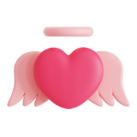 heart with wings. flying hearts 3d. Valentines Day design element isolated on transparent background. pro png