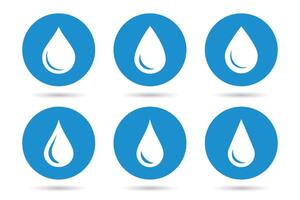 Water drop sign icon set. Tear symbol. Blue circle button with droplet icon. Vector illustration