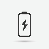 Outline charging battery icon. Battery with a lightning sign. Vector illustration