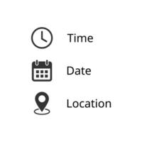 Date, time, location icon vector in trendy style