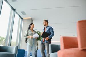 meeting of business partners in the business center. photo