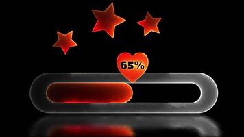 Looping neon glow effect Heart shaped loading icon, black background video