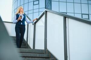 Business Women Style. Woman Going To Work. Portrait Of Beautiful Female In Stylish Office. photo