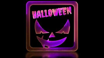 Neon glow effect loop halloween ghost face icon black background video